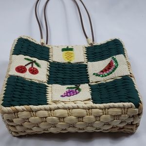 Wicker Style Kitschy Fruit Basket Bag